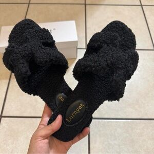 SHEIN Black Fur Slippers